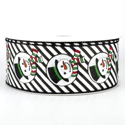 50 Yards - 2.5” White and Black Snowman Ribbon