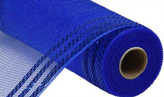 10”x 10 Yards Royal Blue Border Stripe Metallic Mesh