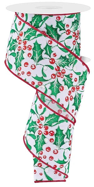 Wired Winter Foliage Ribbon-2.5”x10 Yards