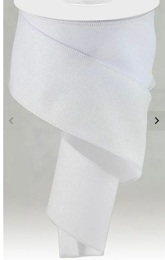 Wired White Laser Glitter Ribbon- 2.5” x10 Yards
