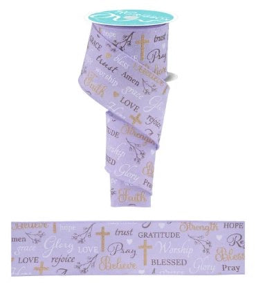 Wired Lavender Words of Faith Ribbon-2.5”x10 Yards