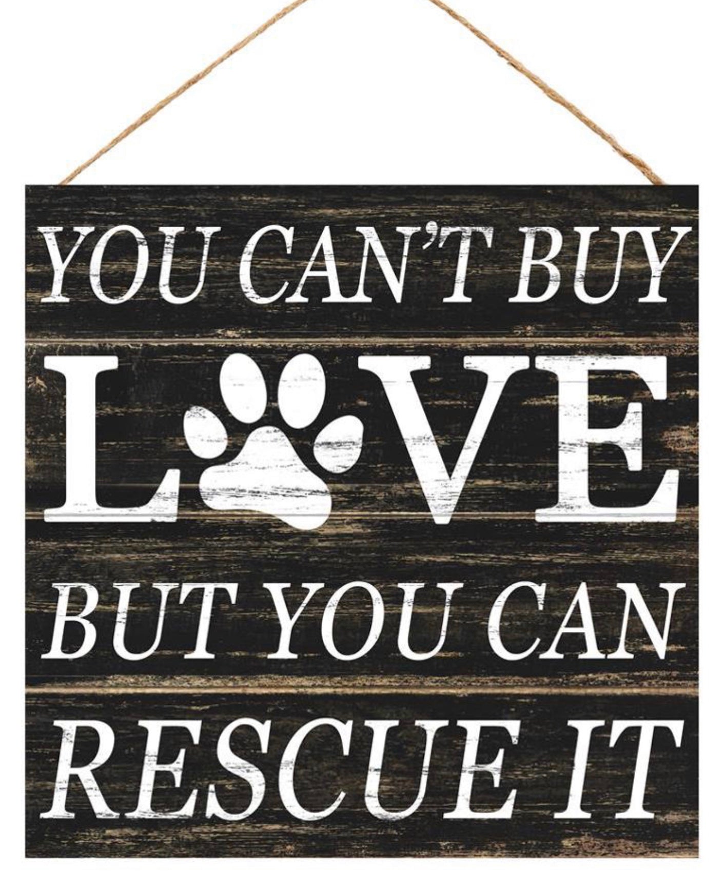 10” Square You Can’t Buy Love Dog Wreath Sign