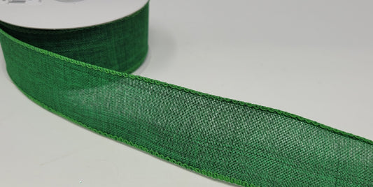 10 Yards - 1.5" Wired Emerald Green Ribbon