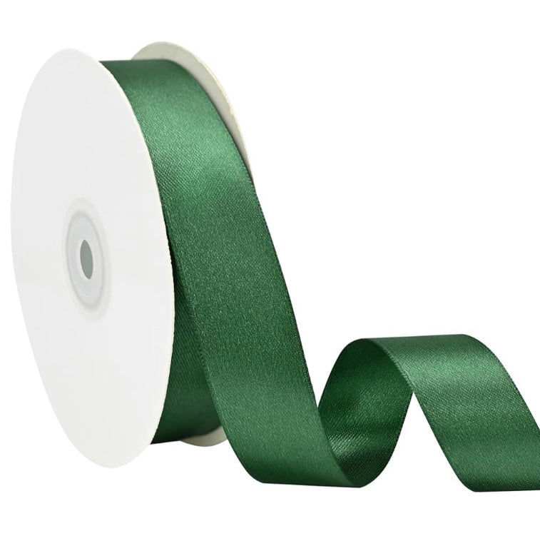 Green Ribbed Ribbon Wired Dark Green Ribbed Satin Ribbon- 1.5”x50 Yards – foxwreathsupplies