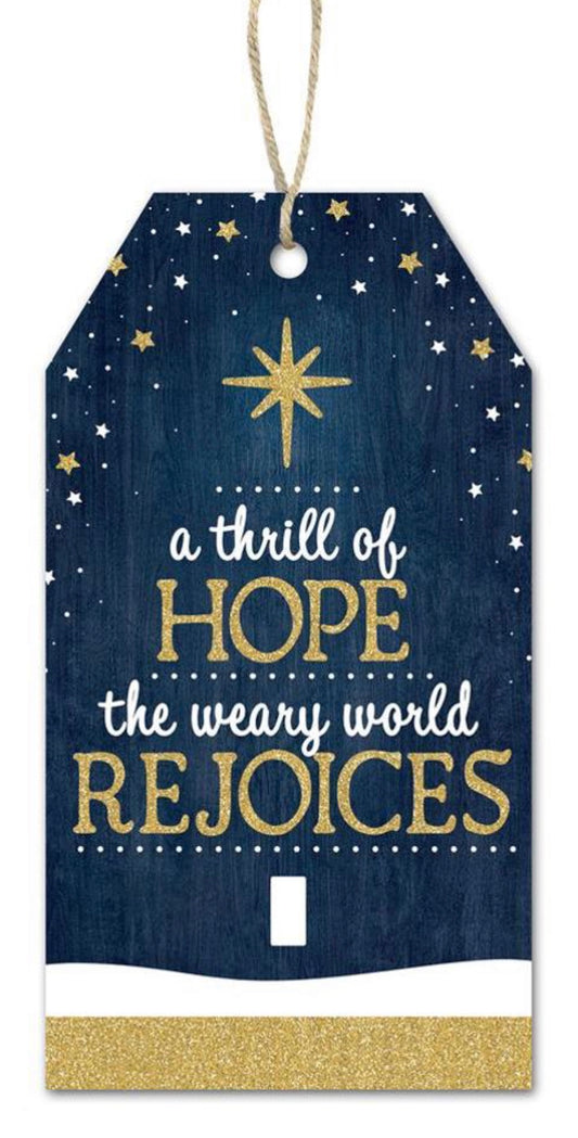 12”x6.5” A Thrill of Hope The Weary World Rejoices Christmas Wreath Sign with Glitter Accent