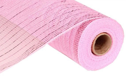 10 inch x 10 Yards Pink with Pink Foil Metallic Mesh