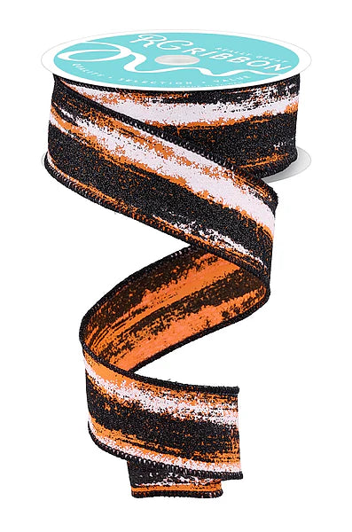Wired Glitter Paint Strokes Ribbon- 1.5” x10 Yards