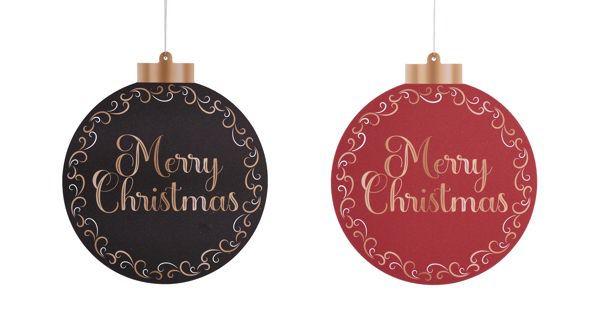 5.5” H- 2 Set Double Sided Merry Christmas Ornament Signs