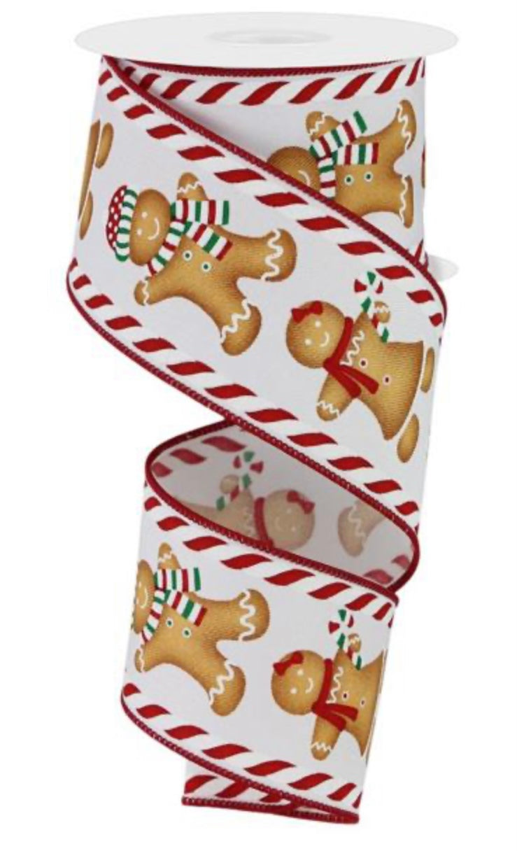 10 Yards - 2.5” Wired Christmas Gingerbread Ribbon