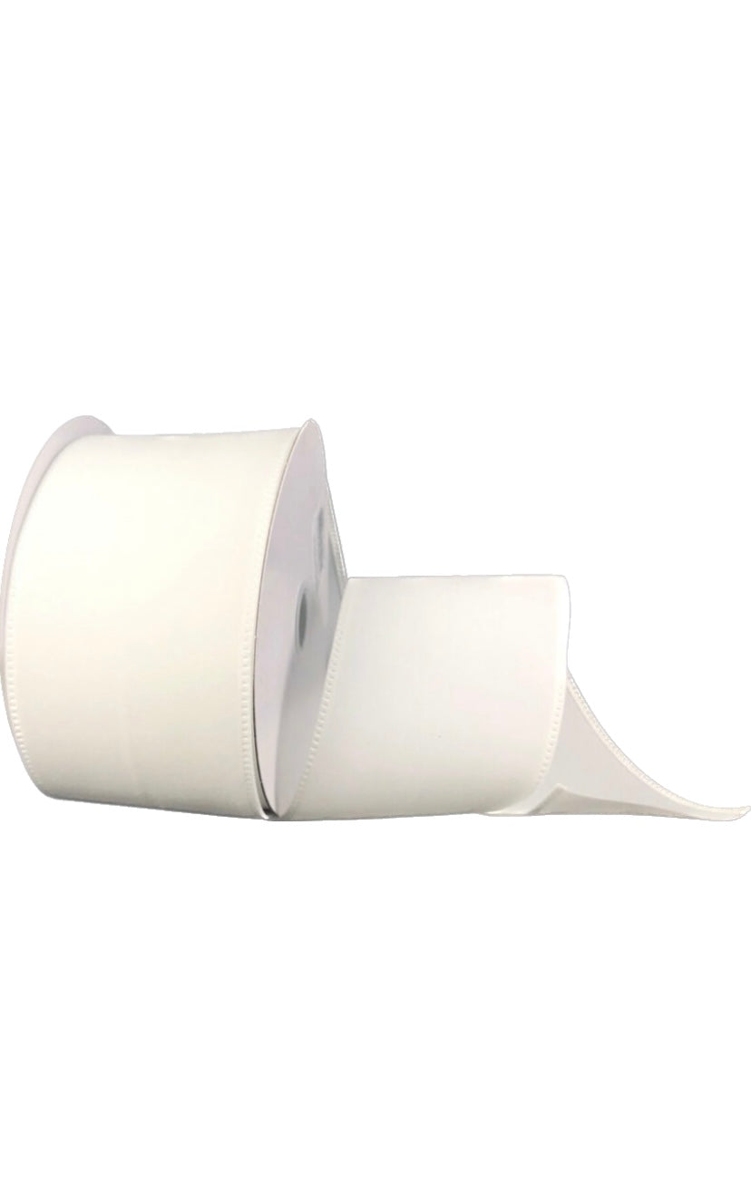 Wired White Velvet Ribbon-2.5”x10 Yards