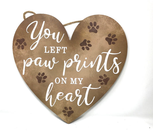 12”x11.5” Paw Print Heart Wreath Sign