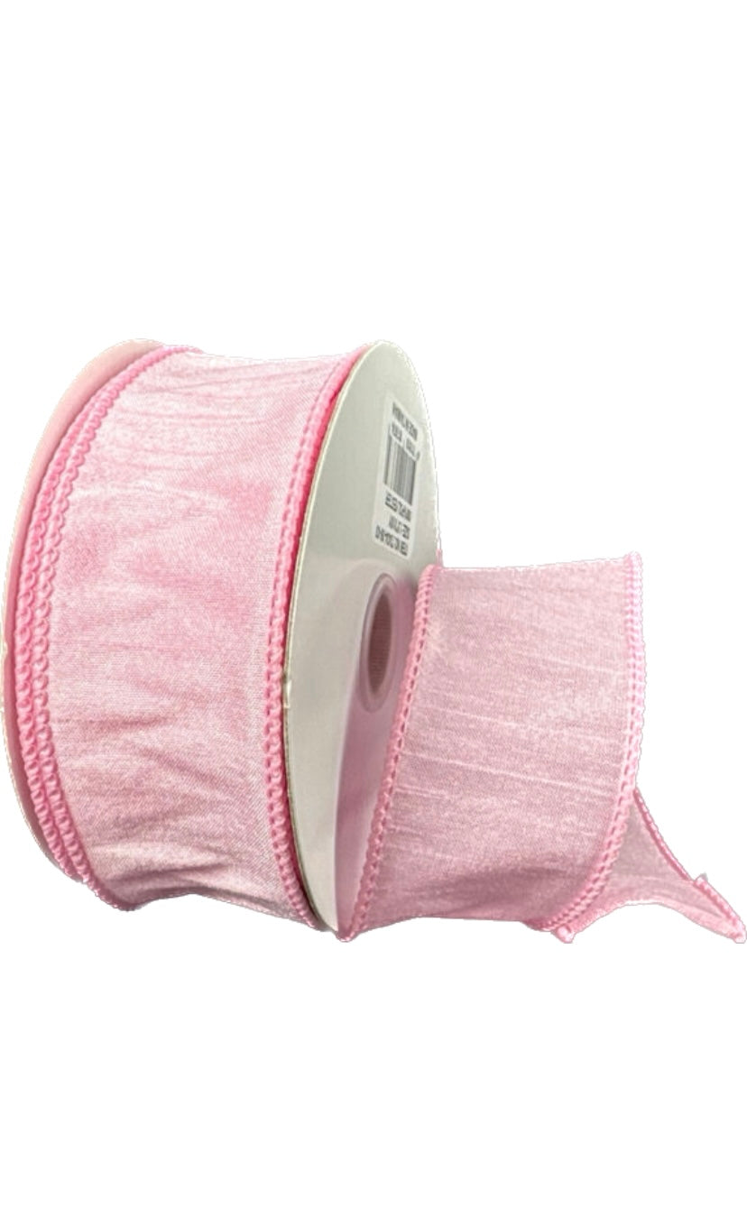 Wired Pink Faux Dupioni Ribbon- 1.5”x10 Yards