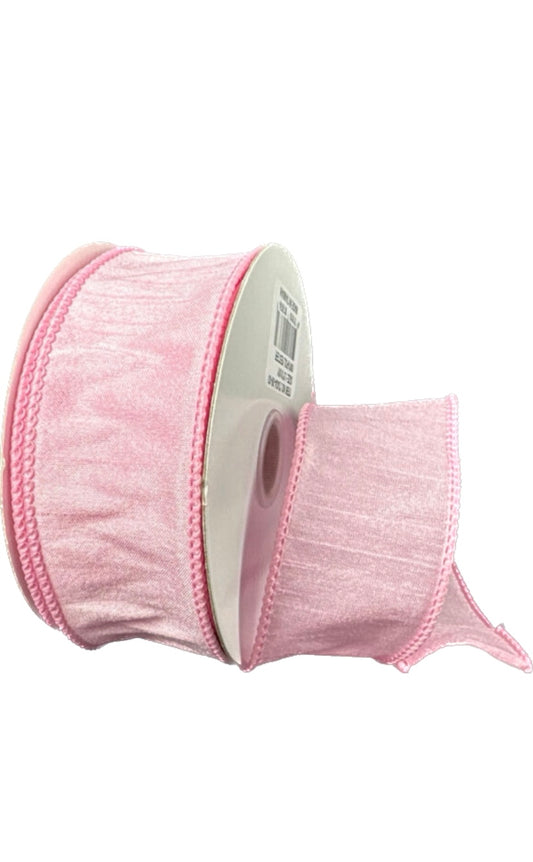 Wired Pink Faux Dupioni Ribbon- 1.5”x10 Yards