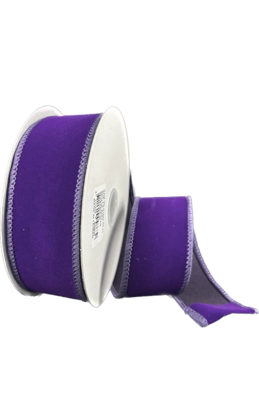 Wired Purple Flat Velvet Ribbon- 1.5”x10 Yards