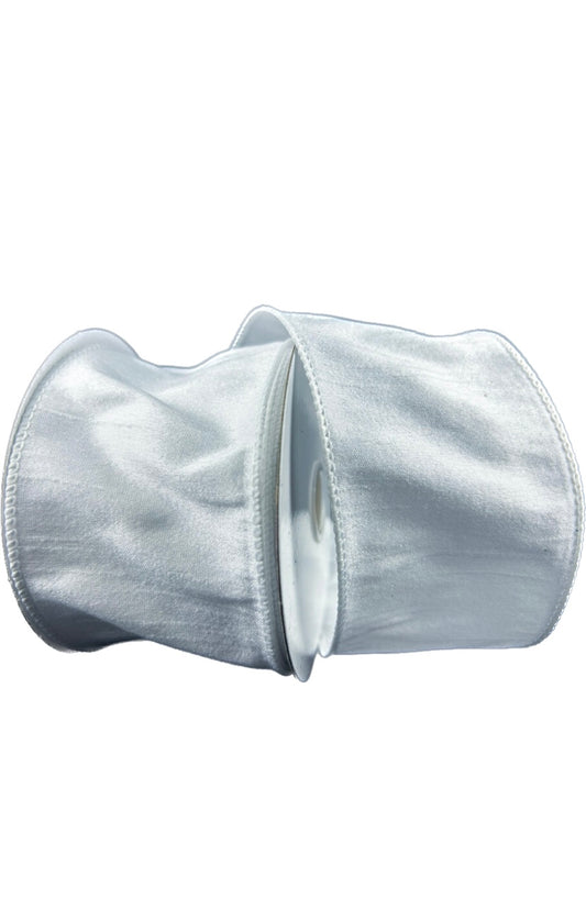 Wired White Faux Dupioni Ribbon-2.5”x10 Yards