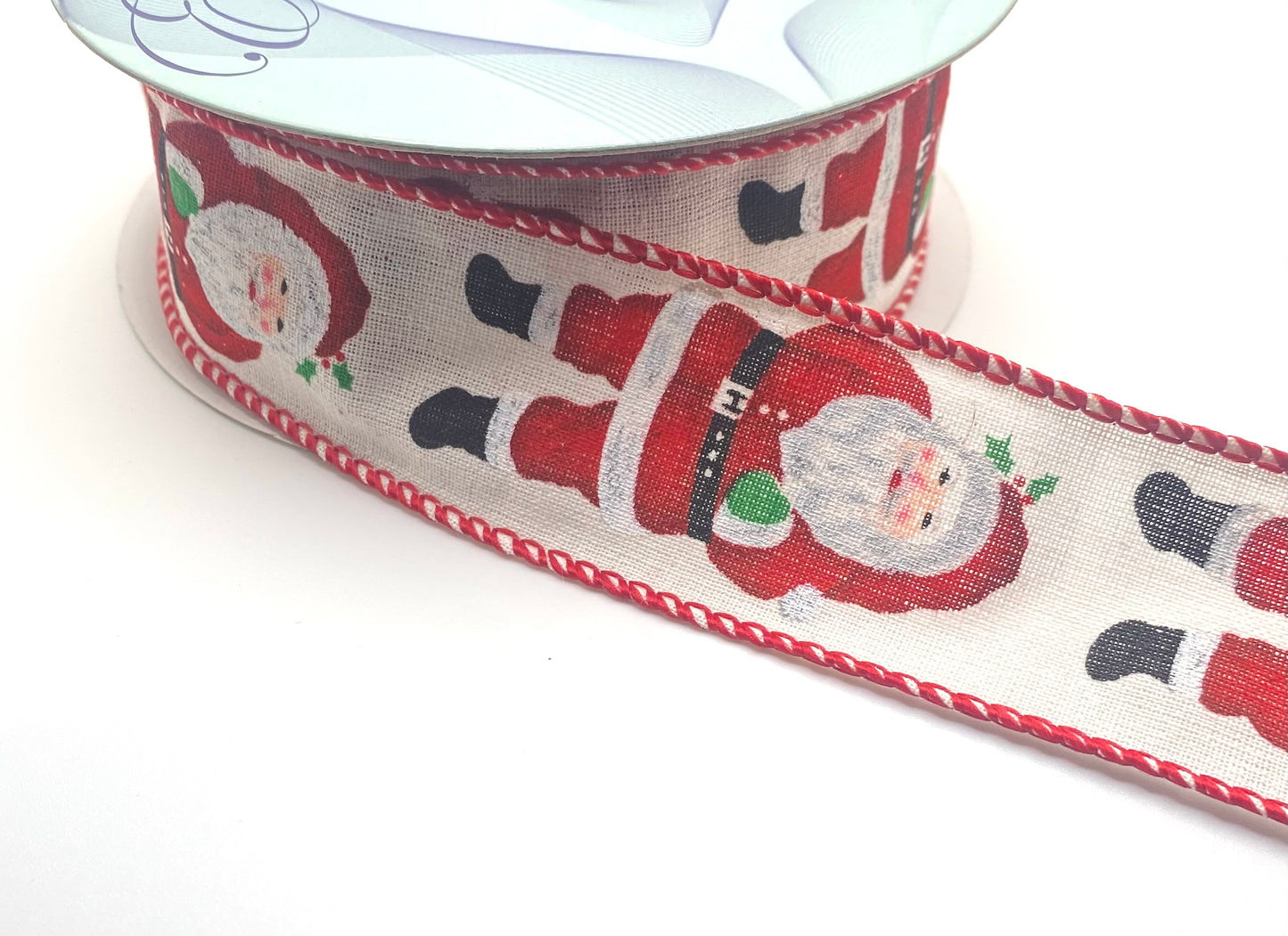 10 Yards - 1.5” Wired Santa Ribbon