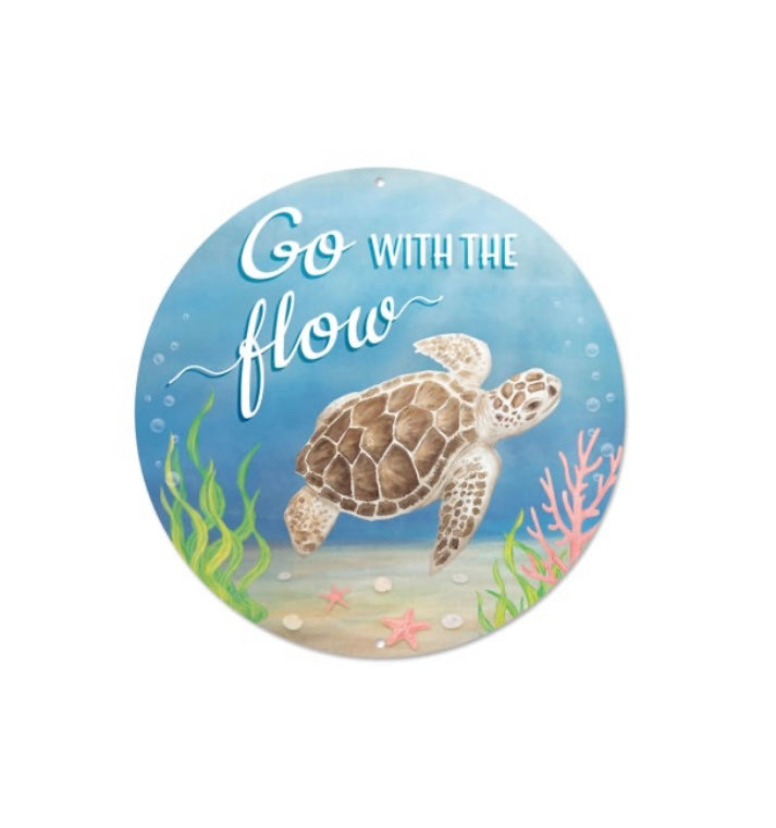 8” Go With The Flow Sea Turtle Wreath Sign