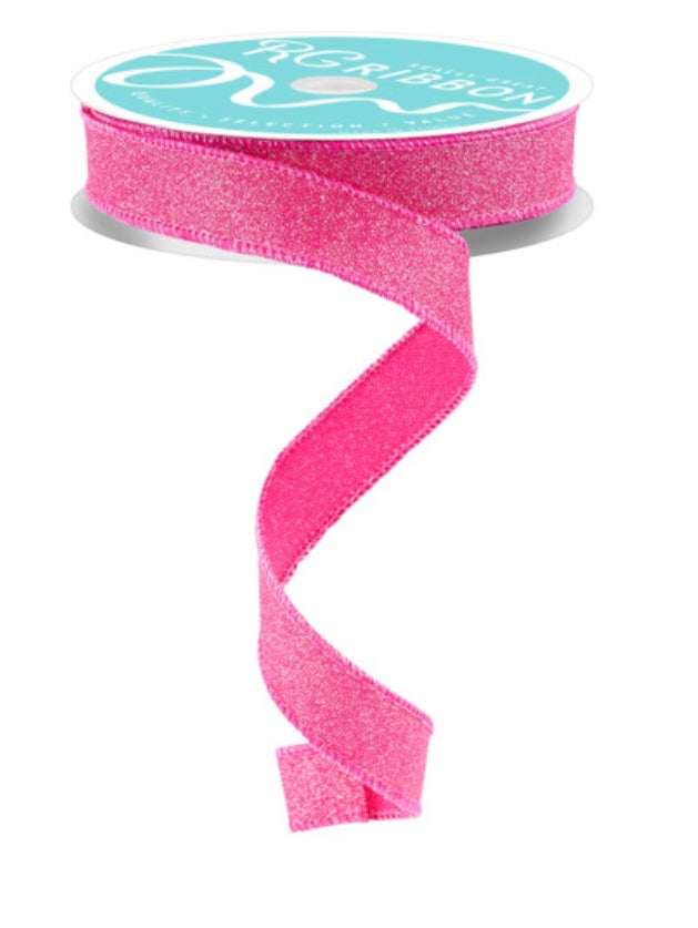 10 Yards - 5/8” Wired Pink Glitter Ribbon