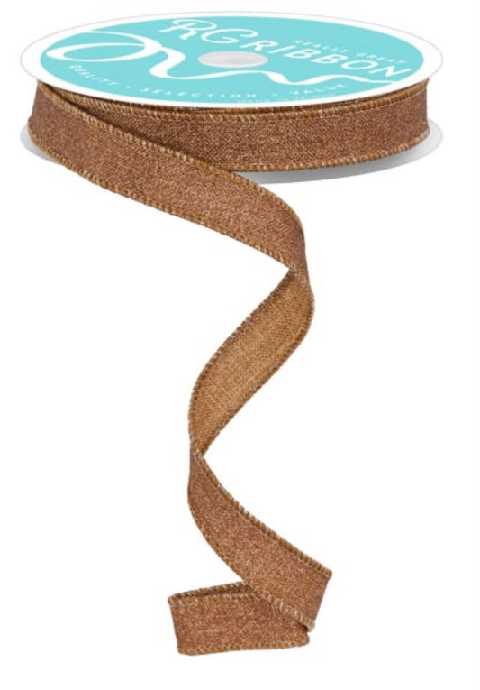 Wired Brown Glitter Ribbon- 5/8”x 10 Yards