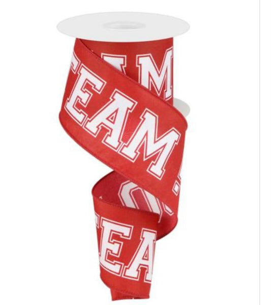 Wired Red and White Go Team Ribbon-2.5”x10 Yards