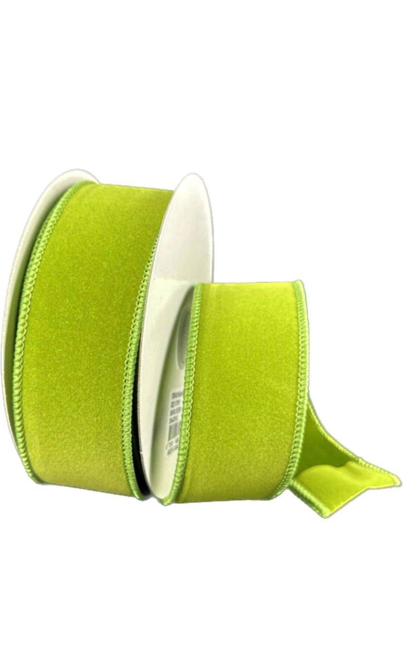 Wired Sage Green Flat Velvet Ribbon- 1.5”x10 Yards