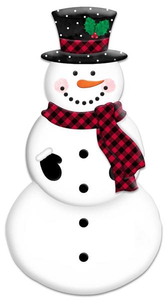 12”H x 6.5”L Metal Embossed Snowman with Red and Black Scarf Wreath Sign