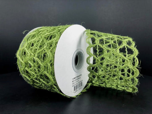 Wired Moss Hexagon Open Weave Ribbon - Netting Ribbon-2.5”x10 Yards