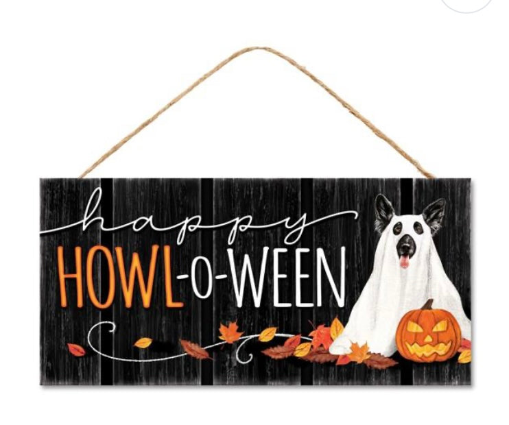 12.5"x6" Happy Howl-o-Ween Sign