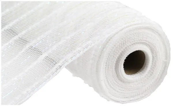 White with White Stripe Snowdrift Mesh- 10.5”x10 Yards