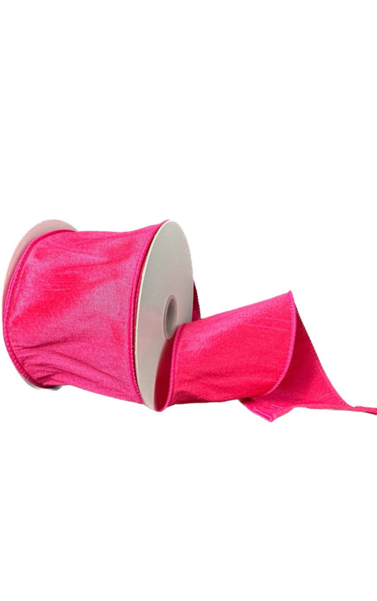 10 Yards - 2.5” Wired Fuchsia Faux Dupioni Ribbon