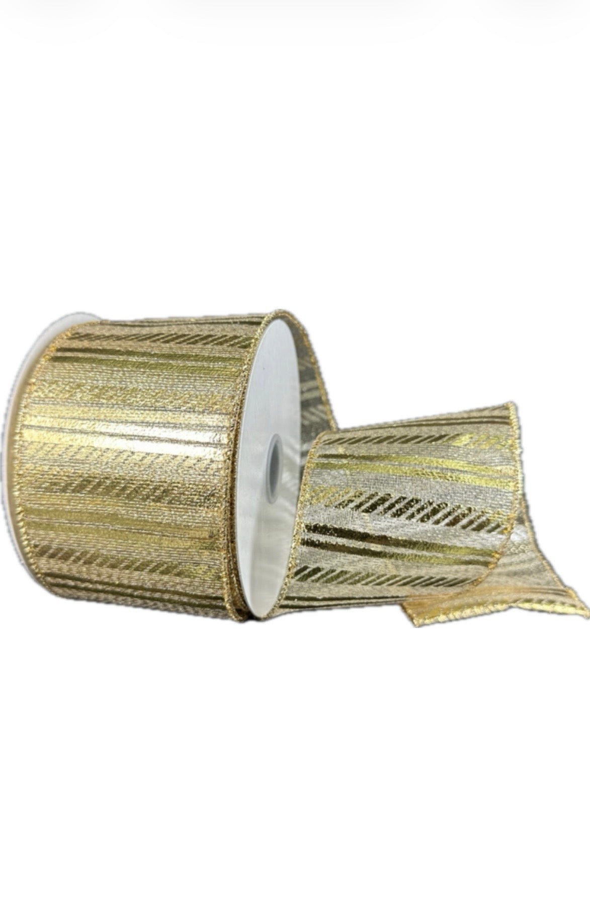 Wired Gold Sheer Embossed Ribbon-2.5”x10 Yards