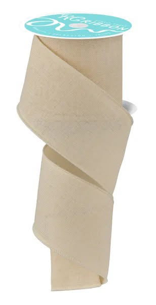 Wired Solid Cream Royal Burlap Ribbon-2.5”x10 Yards
