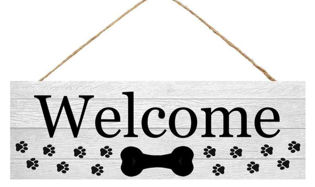 15.5”x5” Welcome Dog Bone Wreath Sign