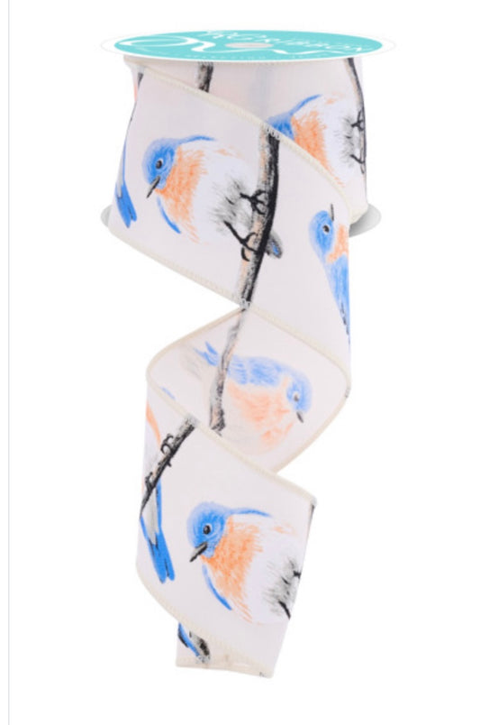 10 Yards - 2.5” Wired Chubby Birds Ribbon