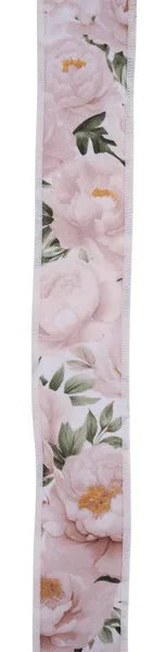 Wired Peonies Floral  Ribbon- 1.5”x10 Yards