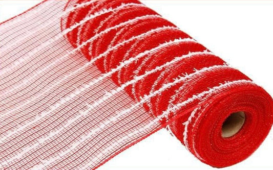 Red with White Stripe Snowdrift Mesh- 10.5”x10 Yards