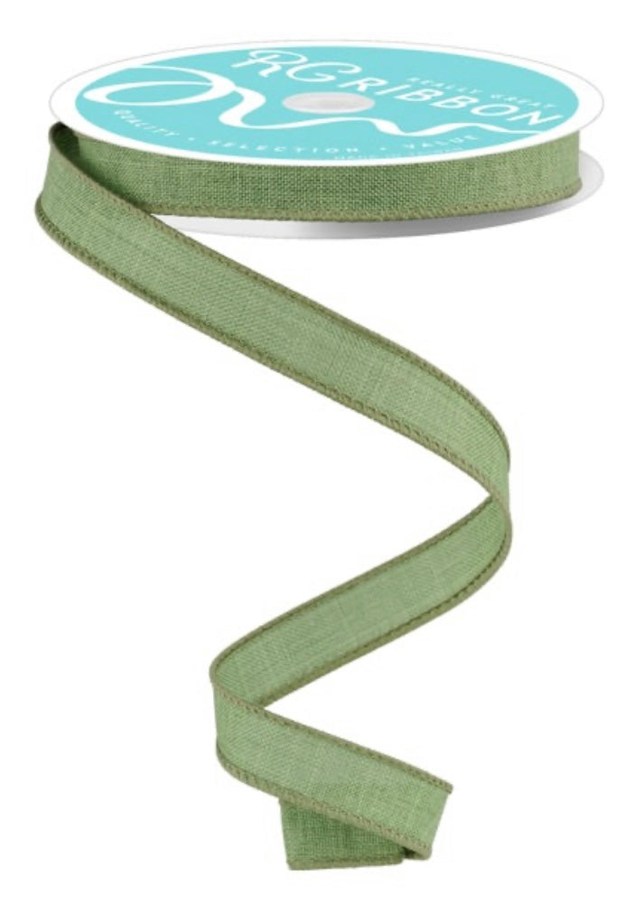 Wired Clover Green Faux Burlap Ribbon-5/8”x10 Yards