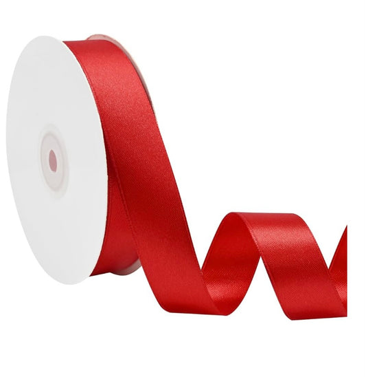 Wired Red Ribbed Satin Ribbon- 1.5”x50 Yards