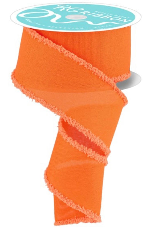 Wired Faux Royal Orange Burlap Drift Ribbon- 2.5”x10 Yards