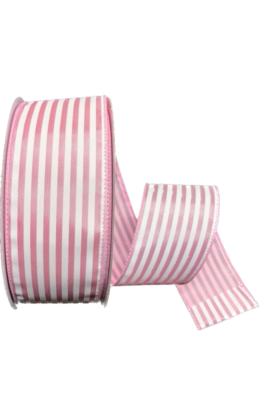 Wired Pink and White Stripes Ribbon-2.5”x50 Yards