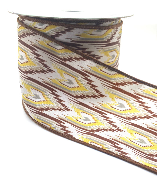 10 Yards - 2.5” Wired Aztec Arrow Pattern Ribbon