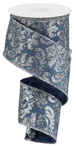 Wired Metallic Foil Swirl Leaf Ribbon- 2.5”x10 Yards