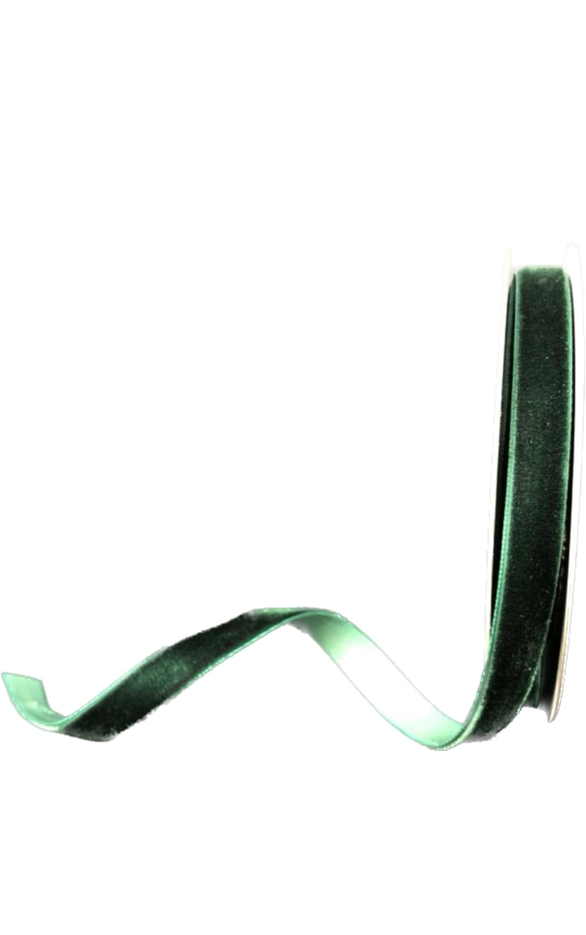 Hunter Green Velvet Ribbon- 3/8”x10 Yards