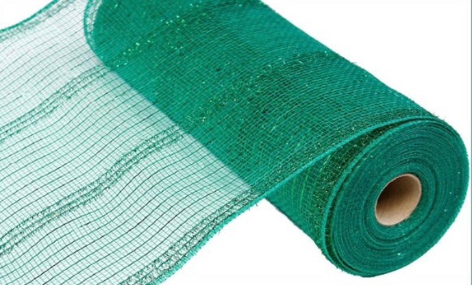 10.5”x 10 Yards Emerald Green Tinsel Foil Mesh