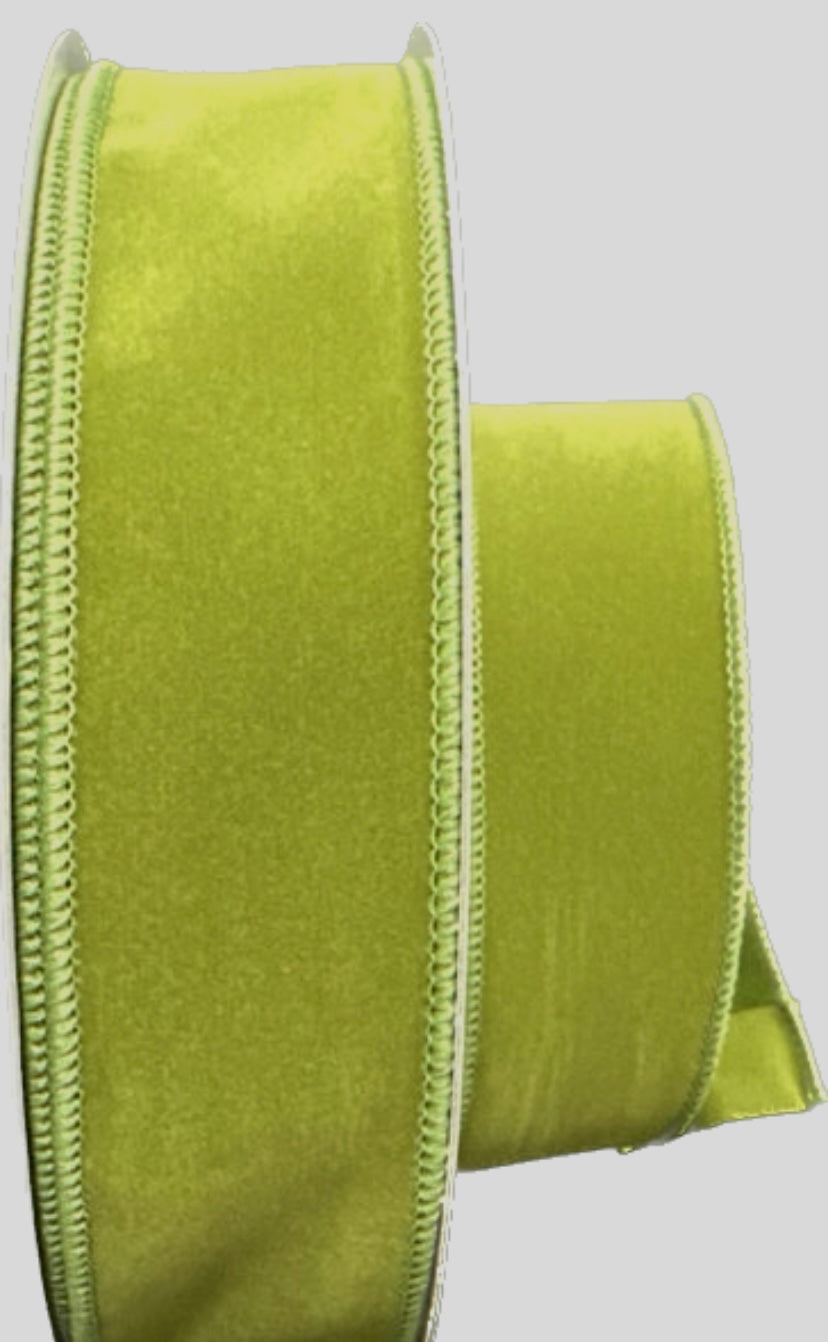 Wired Sage Green Flat Velvet Ribbon-1.5”x50 Yards