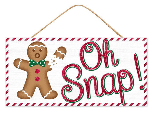 12.5”x6” Oh Snap Gingerbread Man Christmas Wreath Sign with Glitter Accent