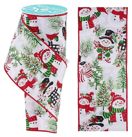 Wired Winter Snowmen Ribbon-4”x10 Yards