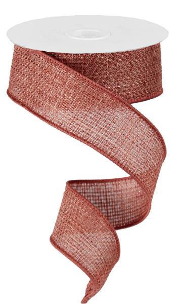 Wired Clay Cross Royal Burlap Ribbon- 1.5”x10 Yards
