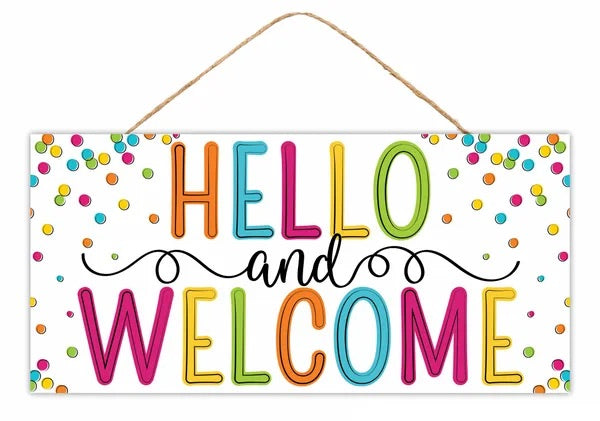 12.5”x6” Hello and Welcome Wreath Sign