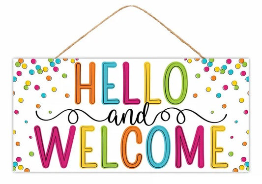 12.5”x6” Hello and Welcome Wreath Sign